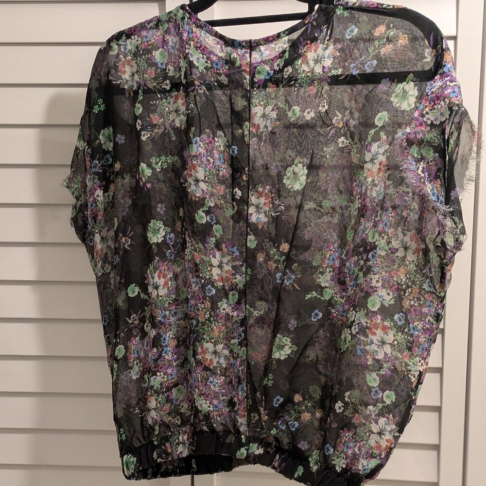 Black Sheer Zara Blouse with Floral Print - Picture 5 of 6